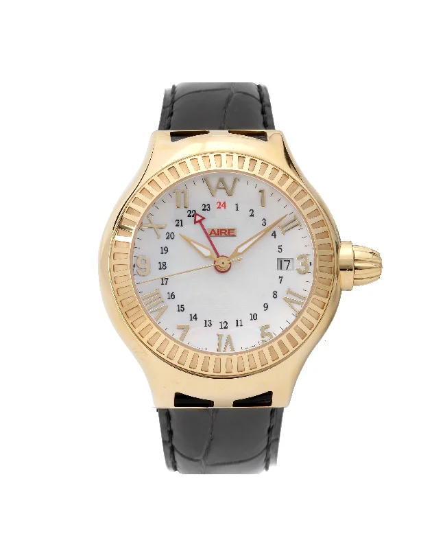 watches with rotating bezel for diving and underwater adventures-Watch - Aire Parlay GMT Automatic Swiss Made Solid 18-Karat Gold Watch  For Men  -RED GOLG®