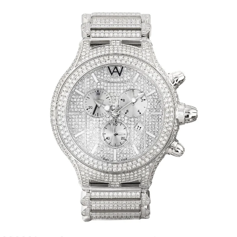 women’s wristwatches with interchangeable bands for fashion-Watch - Aire Parlay Swiss Made Over-Sized  Full Diamond Watch For Men