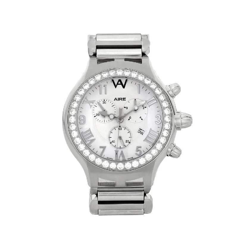 women’s watches with minimalist design for professional settings-Watch - Aire Parlay Swiss Made Quartz Chronograph Over-Sized Mens Diamond Watch For Men