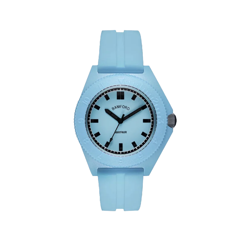 smartwatches with text and call notifications for convenience-Bamford Mayfair Sport - Aqua With Black Accents