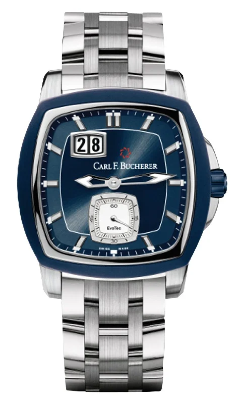 smartwatches with advanced health tracking for wellness-Carl F. Bucherer Patravi EvoTec BigDate Automatic Stainless Steel Blue Dial Mens Watch 00.10628.13.53.21