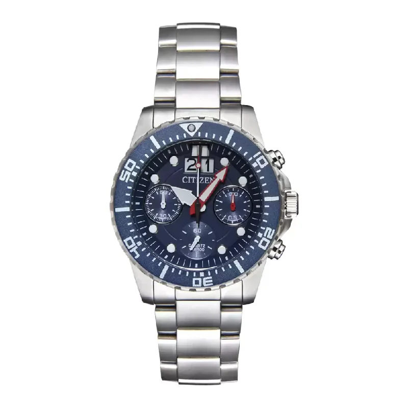 waterproof fitness watches with step tracking for swimmers-Citizen Analog Blue Dial Men's Watch-AI7001-81L