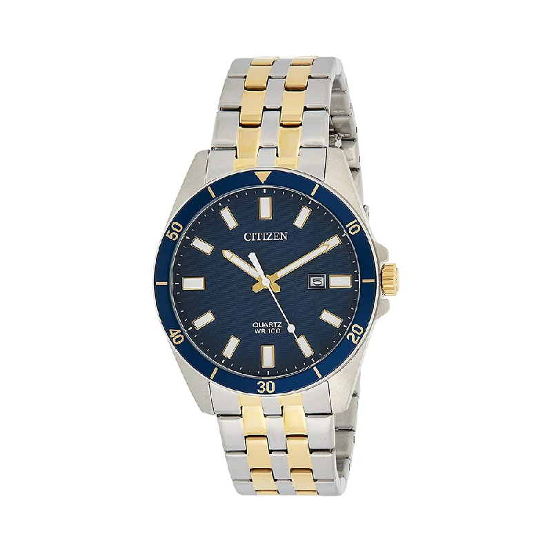 watches with large faces for easy-to-read dials-Citizen Analog Blue Dial Men's Watch-BI5054-53L