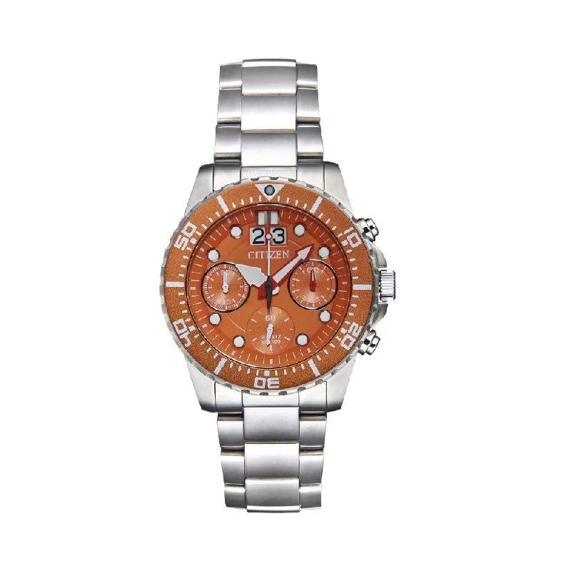 men’s watches with carbon fiber for lightweight yet durable design-Citizen Analog Orange Dial Men's Watch-AI7008-81X