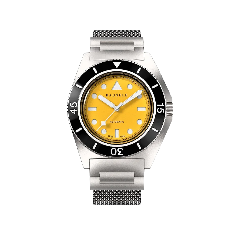 watches for men with large dials for outdoor adventures-Bausele Endless Sunrise - Good Vibes Yellow