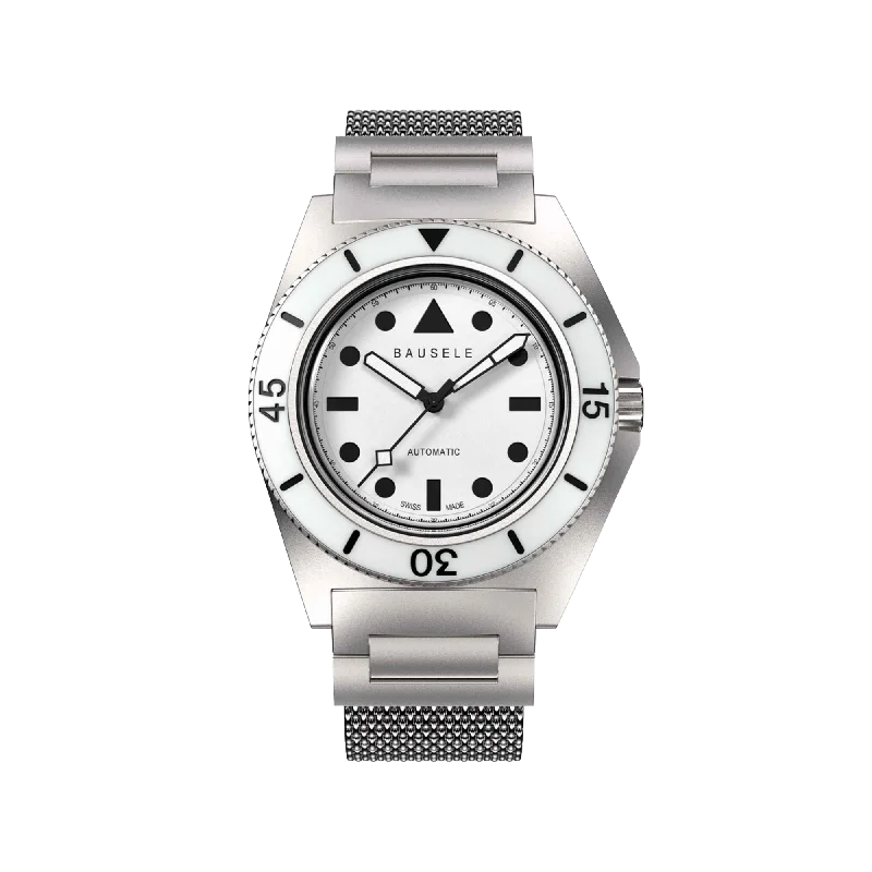 watches with rotating bezel for diving and underwater adventures-Bausele Endless Sunrise - Ivory Pearl