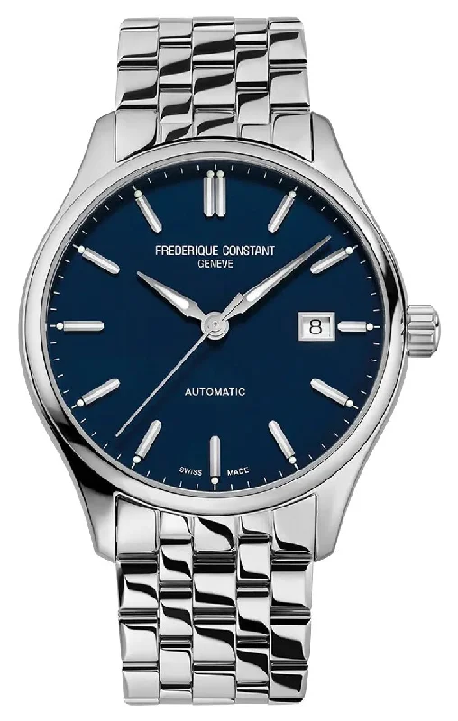 luxury watches with diamond-encrusted bands for elegance-Frederique Constant Classics Index Automatic Stainless Steel Blue Dial Date Mens Watch FC-303NN5B6B