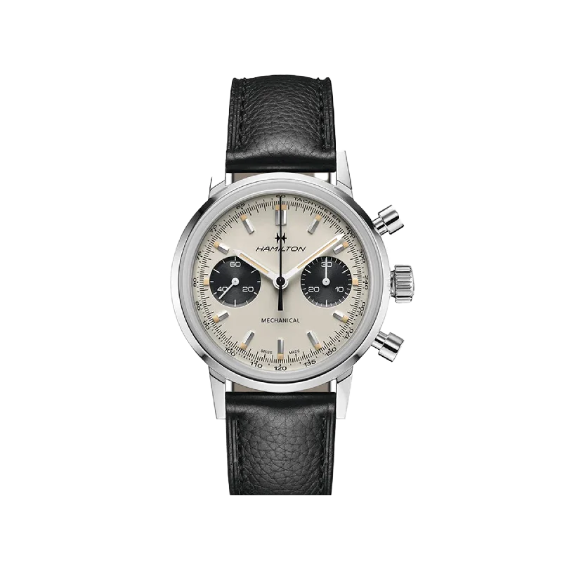 watches with leather and stainless steel for modern appeal-Hamilton American Classic Intra-Matic Chronograph H