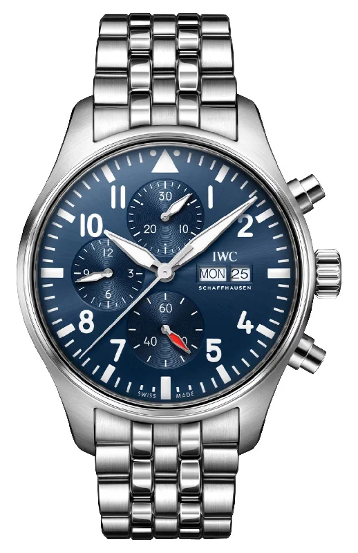 watches with stainless steel and ceramic bands for modern look-IWC Pilot's Automatic Chronograph Stainless Steel Blue Dial Day/Date Mens Watch IW378004