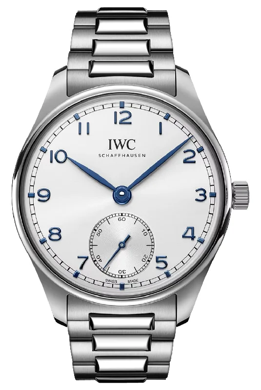 smartwatches for seniors with large screens and clear fonts-IWC Portugieser Automatic Stainless Steel Silver Dial Mens Watch IW358312