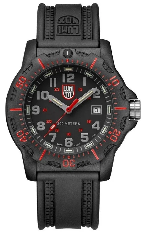 smartwatches with fall detection and emergency alerts-Luminox Black Ops CARBONOX Black Dial Black Rubber Strap Date Divers Quartz Mens Watch XL.8895