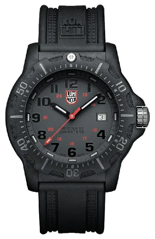 smartwatches for men with sleep and heart rate tracking-Luminox Black Ops PC Carbon Gray Dial Black Rubber Strap Date Divers Quartz Mens Watch XL.8802.F