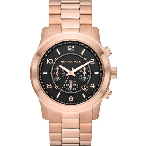 hybrid fitness trackers with heart rate and step count features-Michael Kors Runway Black Dial 45mm