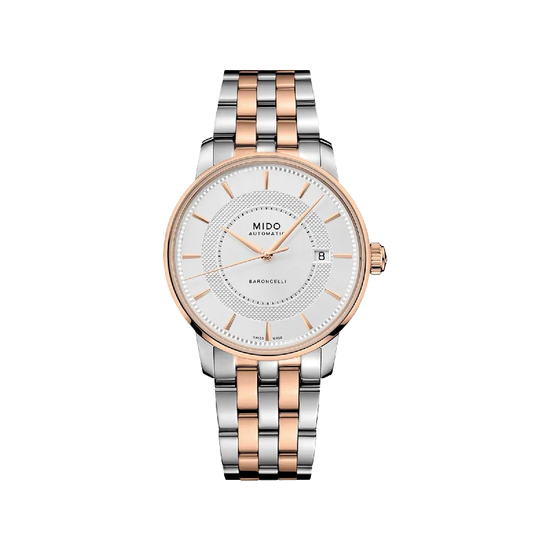 watches for women with adjustable straps for comfort-Mido Baroncelli Signature - Stainless Steel with Rose Gold PVD - Stainless Steel with Rose Gold PVD Bracelet