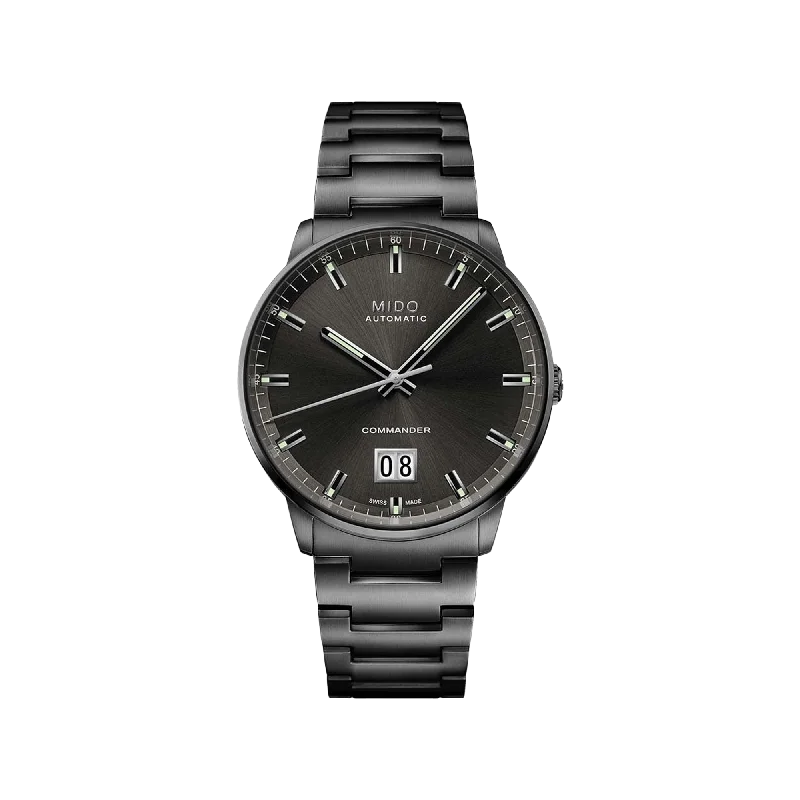 women’s watches with minimalist design for professional settings-Mido Commander Big Date - Stainless Steel with Anthracite PVD - Stainless Steel with Anthracite PVD Bracelet