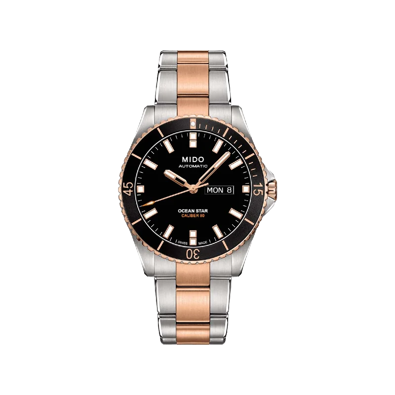 watches with digital displays for easy access to information-Mido Ocean Star - Stainless Steel with Rose Gold PVD -  Stainless Steel Rose Gold PVD Bracelet