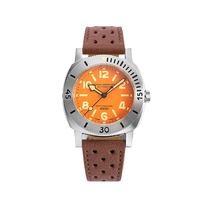 women’s wristwatches with interchangeable bands for fashion-Nivada Grenchen Orange Depthmaster