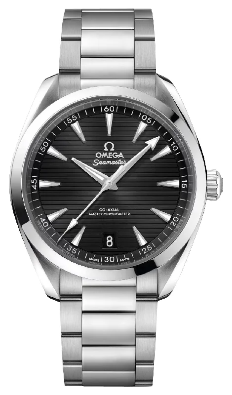 stylish wristwatches for men with stainless steel bands-Omega Seamaster Aqua Terra Automatic Chronometer Stainless Steel Black Dial Date Mens Watch 220.10.41.21.01.001