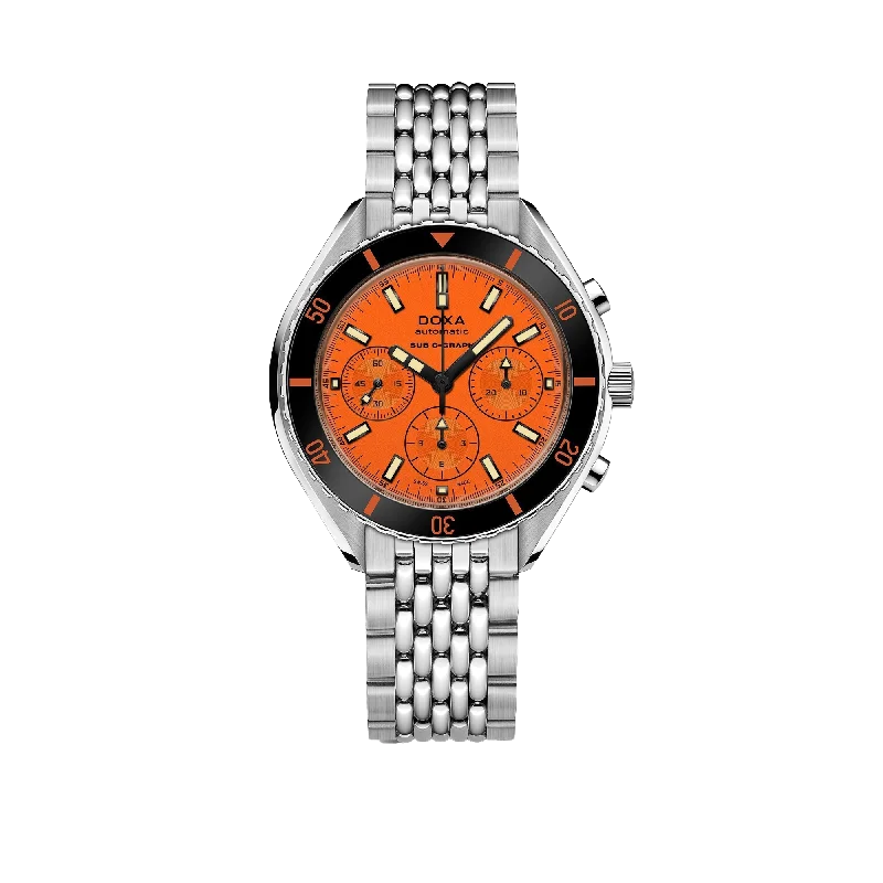 eco-friendly solar-powered watches for outdoor lovers-DOXA SUB 200 C-GRAPH Professional, stainless steel bracelet