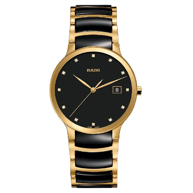 watches for women with custom engravings for personalized style-Rado Centrix Black Dial Unisex 38mm