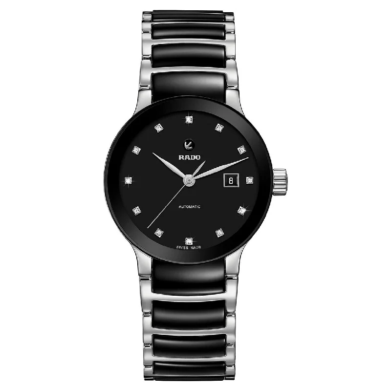 diving watches for men with stainless steel band for durability-Rado Centrix Black Dial Unisex 38mm