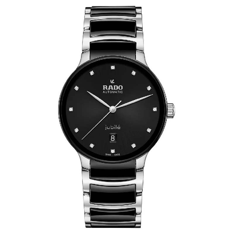 sports watches for men with interval timers for training-Rado Centrix Black Dial Unisex 39.5mm