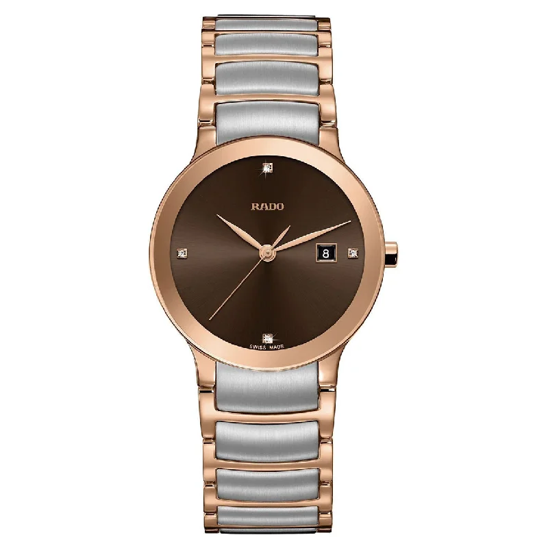 best hybrid watches for active users with fashion appeal-Rado Centrix Brown Dial Unisex 38mm