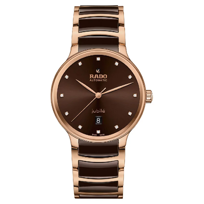 watches with date and moonphase complication for sophisticated style-Rado Centrix Brown Dial Unisex 39.5mm