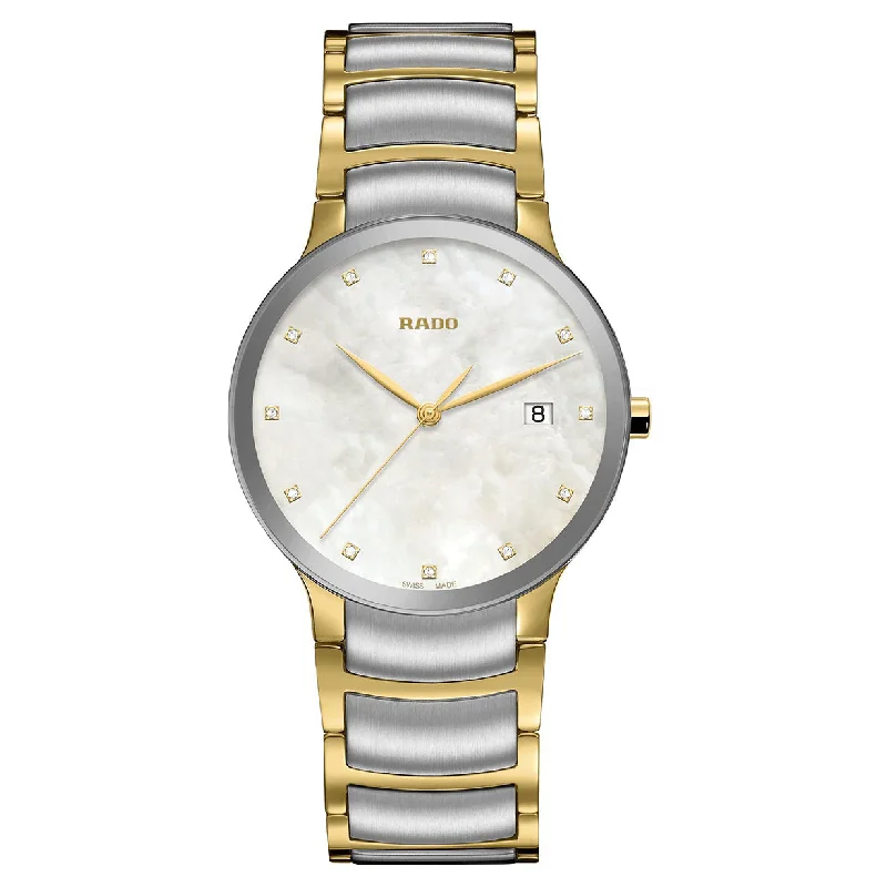 hybrid smartwatches for women with advanced features and elegant styles-Rado Centrix White Mother-Of-Pearl Dial Unisex 38mm