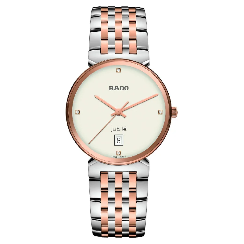 vintage leather watches for men with automatic movement-Rado Florence White Dial Unisex 38mm