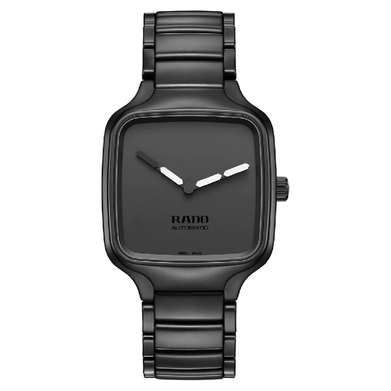 diving watches for men with stainless steel band for durability-Rado True Black Dial Unisex 38mm