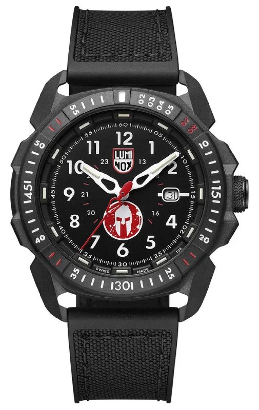 waterproof watches for men with deep-sea ratings for divers-Special Edition Luminox ICE-SAR Arctic x Spartan Race CARBONOX Black Dial Black Rubber Strap Date Divers Quartz Mens Watch XL.1001.SPARTAN