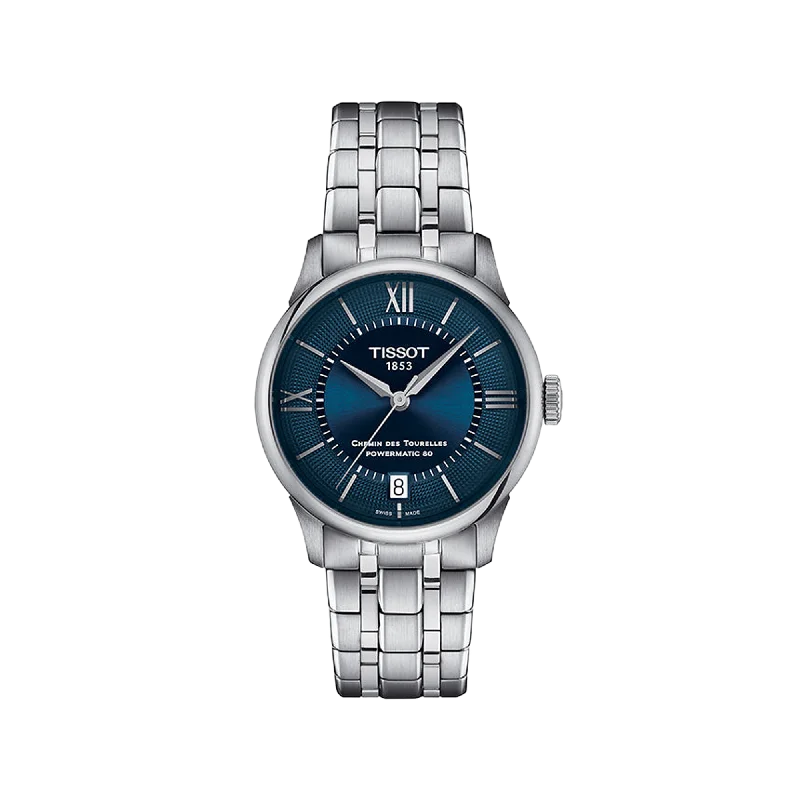 luxury watches with intricate design and premium materials-Tissot Chemin des Tourelles Powermatic 80 34mm - Blue