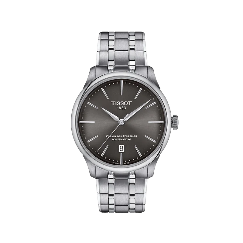 classic watches with mechanical movement for traditional collectors-Tissot Chemin des Tourelles Powermatic 80 39mm - Grey