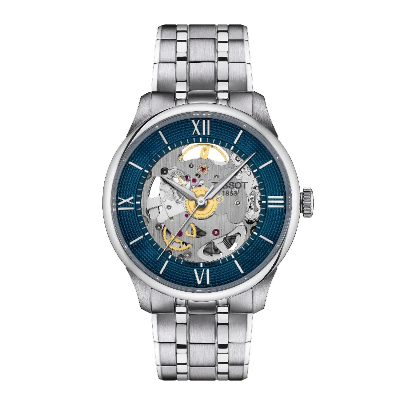 waterproof watches for men with deep-sea ratings for divers-Tissot Chemin des Tourelles Skeleton 39mm