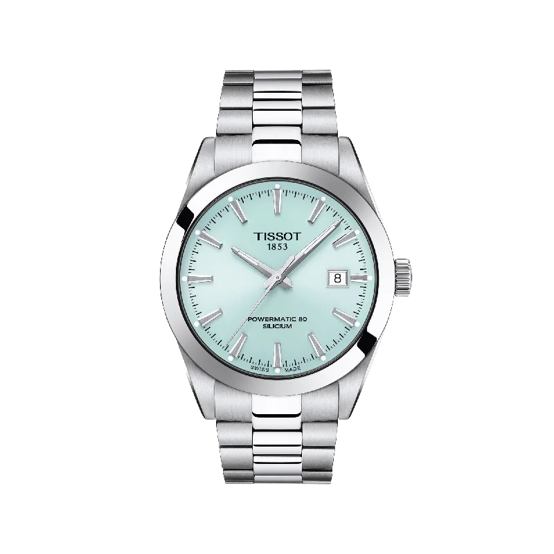 stylish watches for women with rose gold accents-Tissot Gentleman Powermatic 80 Silicium - Ice Blue