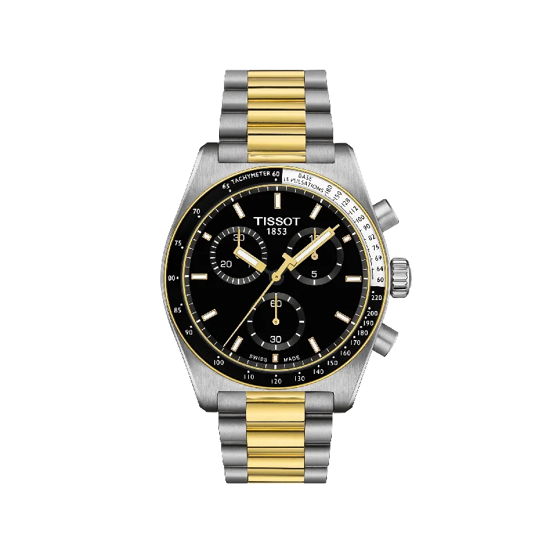 waterproof fitness watches for swimming and water sports-Tissot PR 516 Chronograph - Yellow Gold PVD