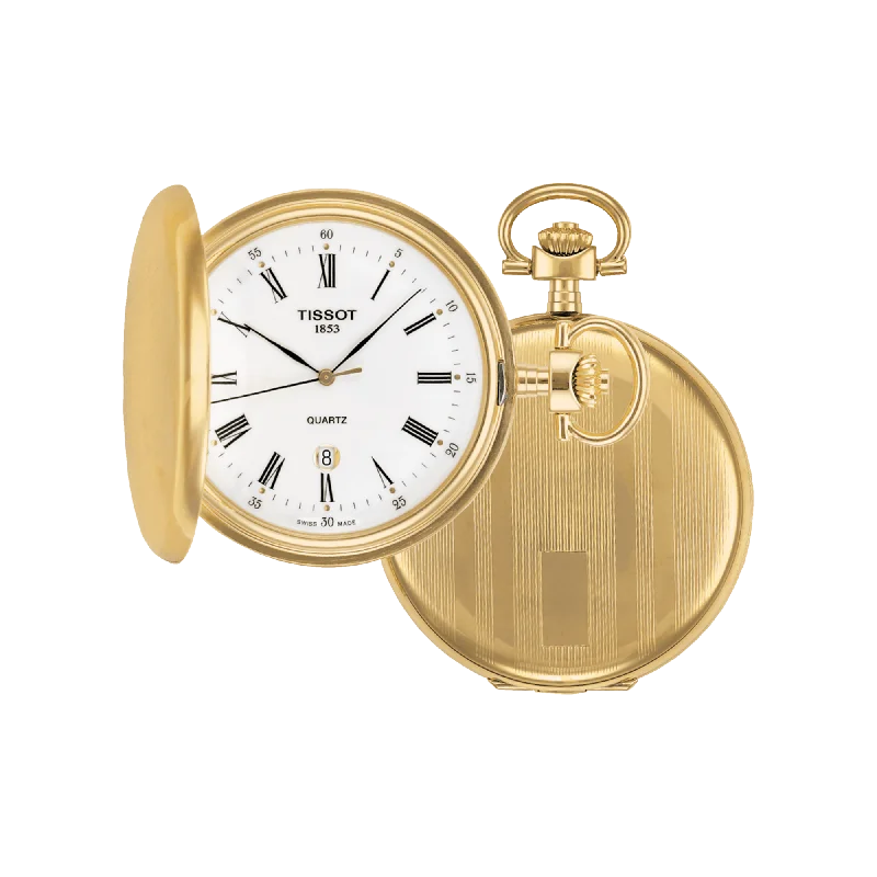 high-end smartwatches for professional athletes-Tissot Savonnette Pocket Watch - Gold PVD