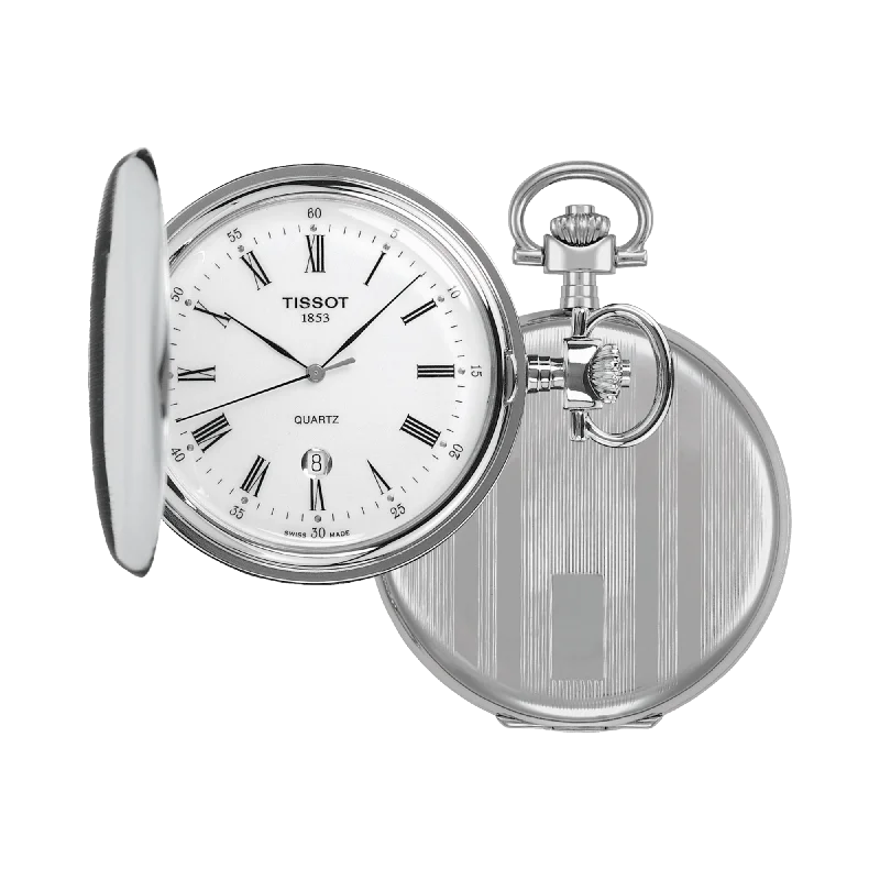 solar-powered sport watches for men with rugged design-Tissot Savonnette Pocket Watch - Silver