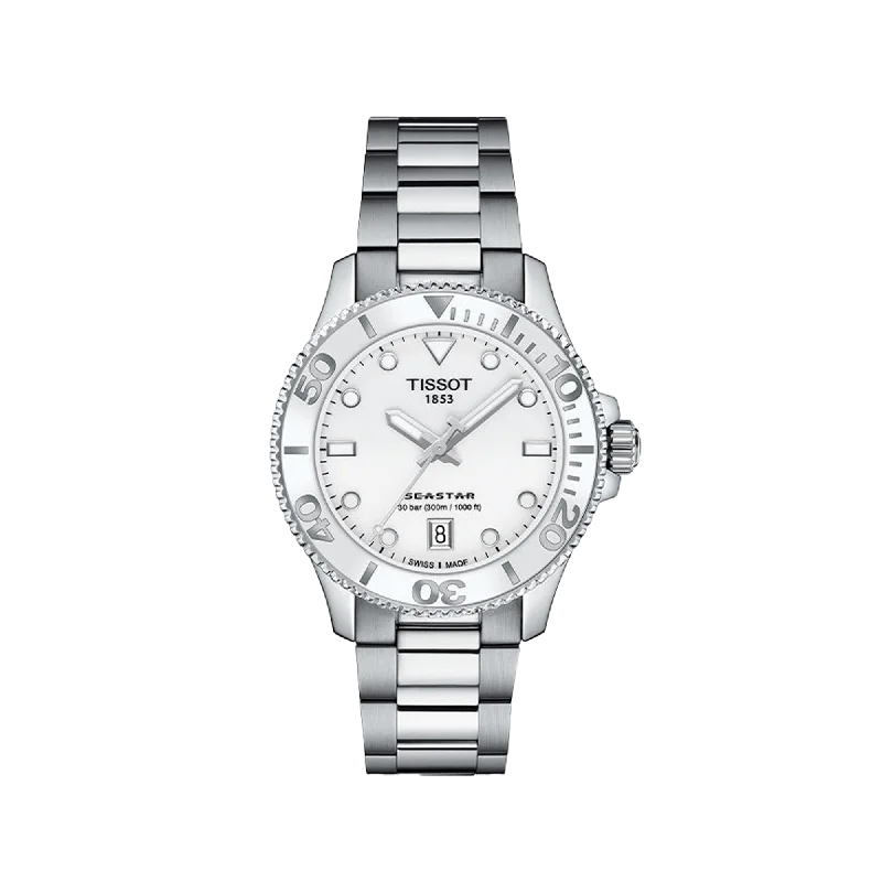 watches for men with rugged design and tactical features-Tissot Seastar 1000 36mm - White