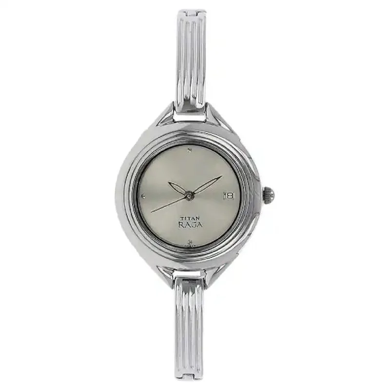 eco-friendly solar-powered watches for outdoor lovers-Raga Silver Dial & Metal Strap