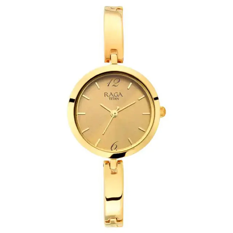 watches with large faces for easy-to-read dials-Raga Viva Golden Dial & Stainless Steel Strap