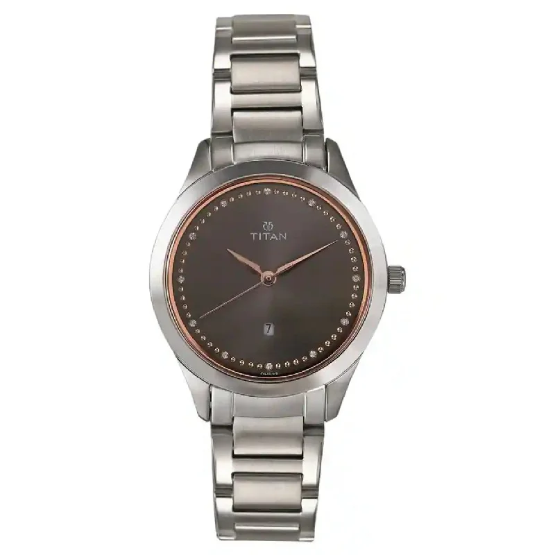 stylish watches for men with large face and easy-to-read numbers-Sparkle Anthracite Dial & Stainless Steel Strap