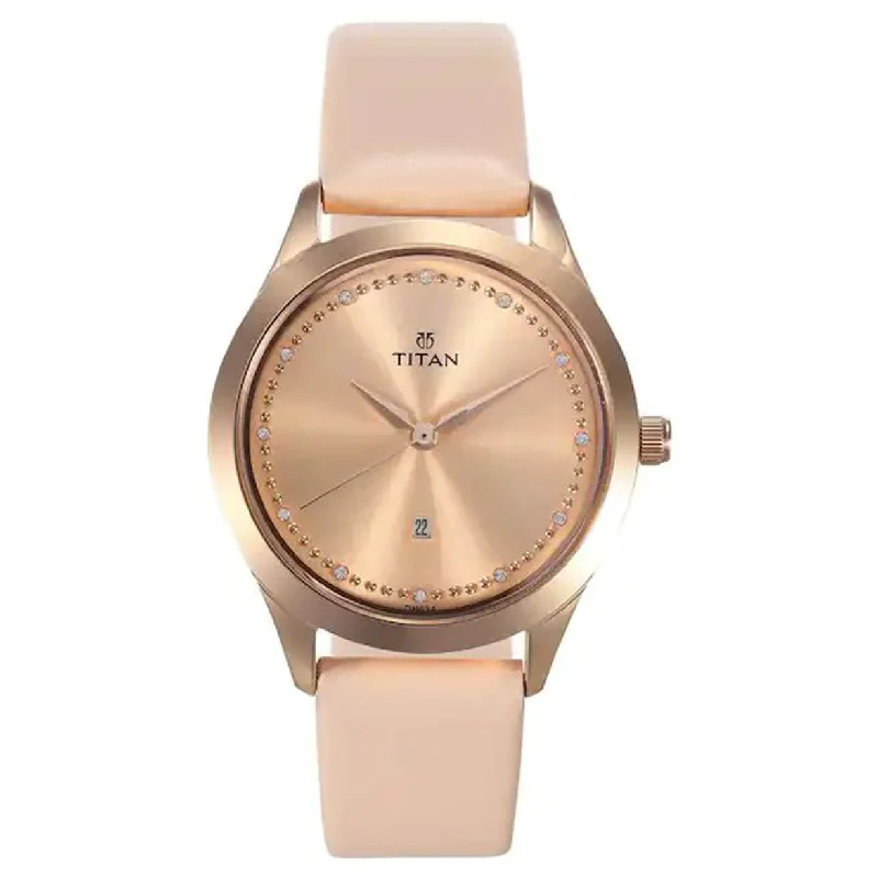 watches with adjustable metal bands for a comfortable fit-Sparkle Pink Dial & Leather Strap