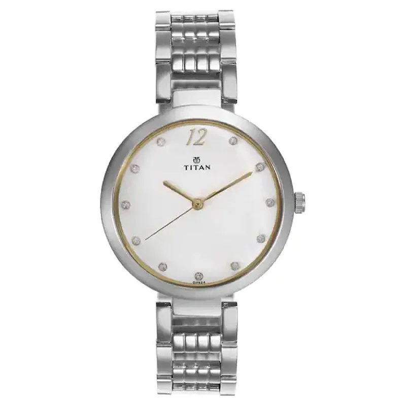 watches for women with minimalist designs and clean dials-Sparkle White Dial & Stainless Steel Strap