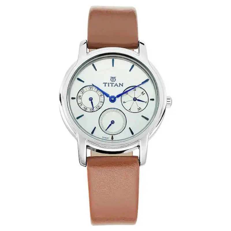 durable sports watches with built-in compass and altimeter-Workwear White Dial & Brown Leather Strap