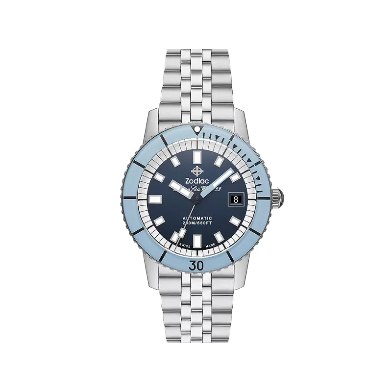 hybrid watches with a blend of tech and traditional aesthetics-Zodiac Super Sea Wolf 53 Compression Automatic Stainless Steel Watch