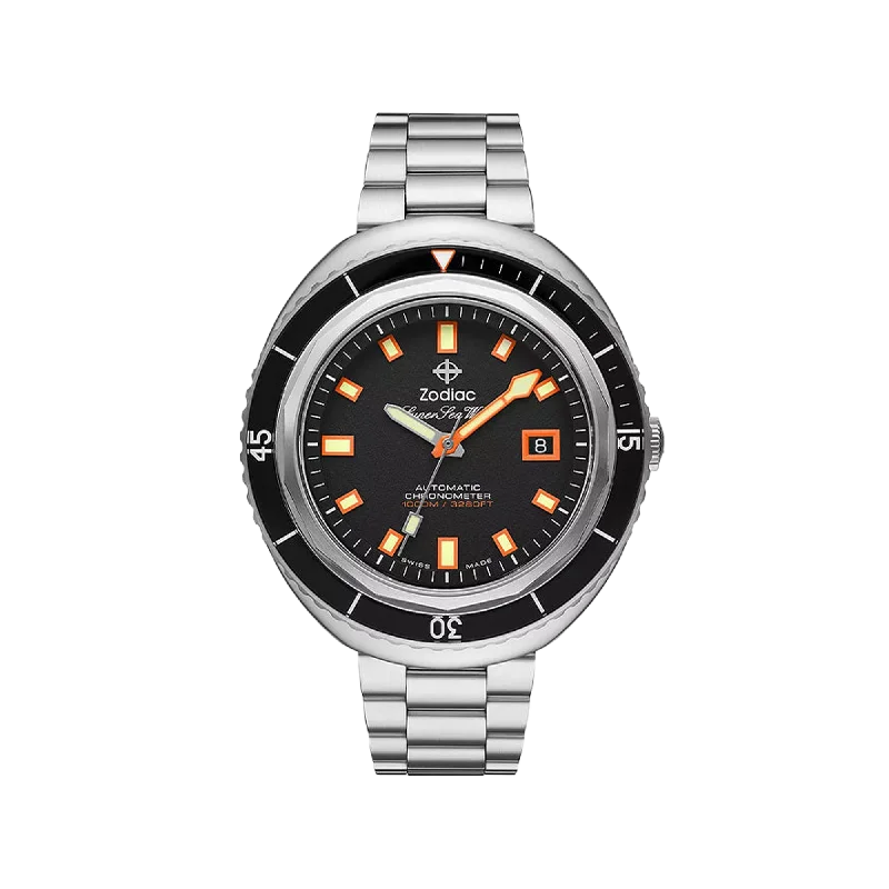 watches for men with multi-functional dials for practicality-Zodiac Super Sea Wolf 68 Saturation Automatic Stainless Steel Watch