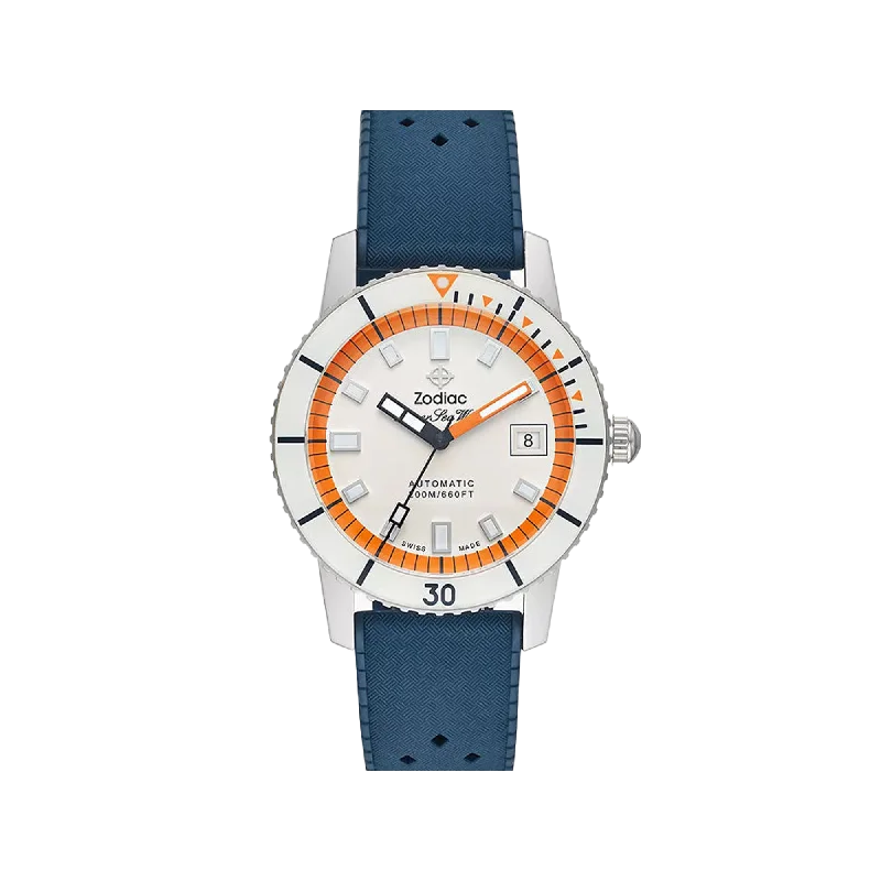 watches with leather straps for casual or formal outfits-Zodiac Super Sea Wolf Automatic Blue Rubber Watch