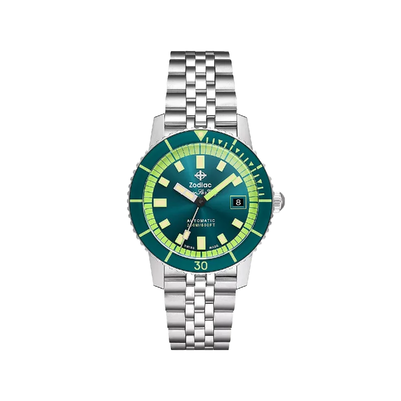 watches with chronograph function for precision timing-Zodiac Super Sea Wolf Compression Diver II Stainless Steel Watch